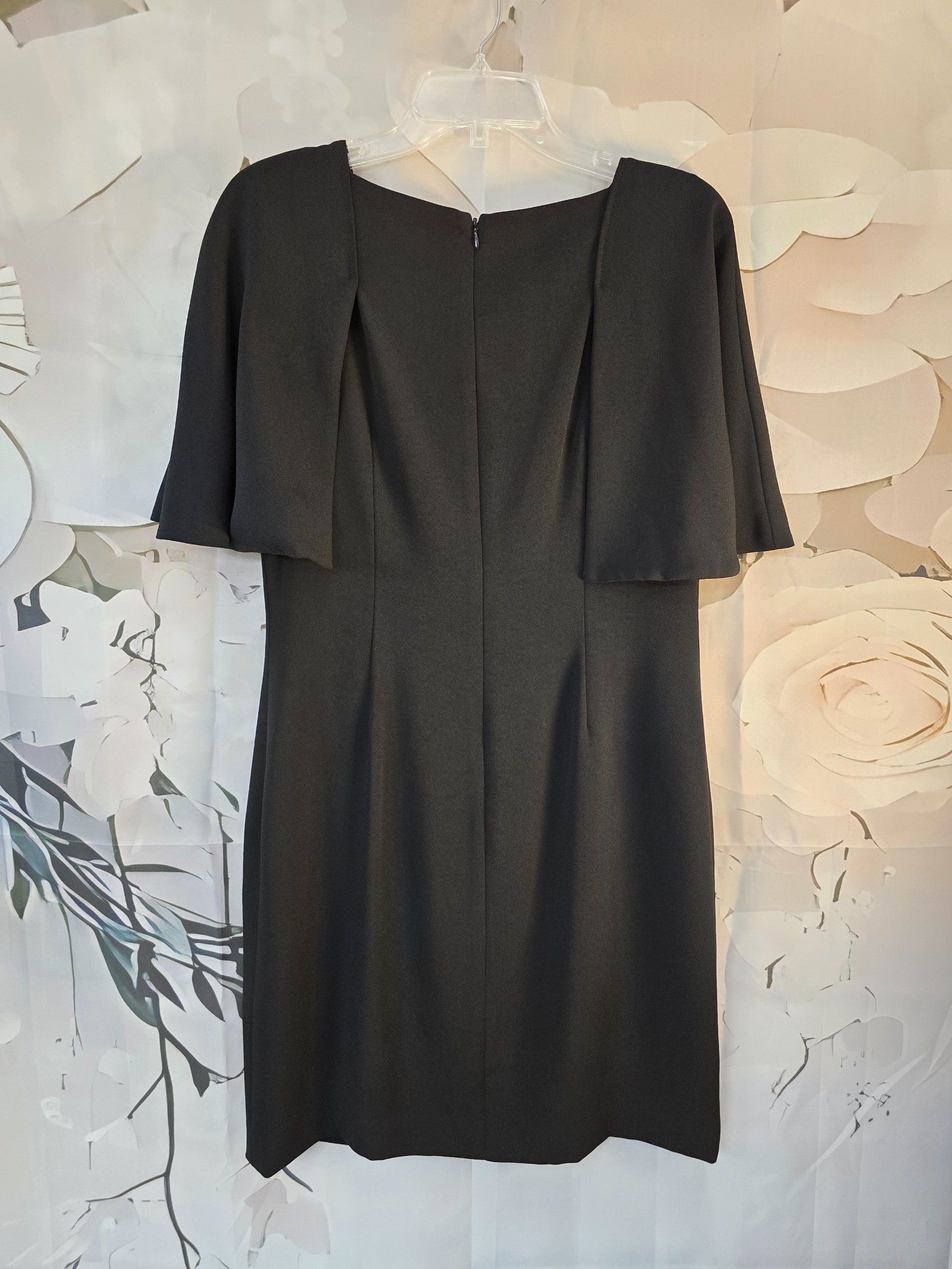 tahari asl black dress 8, Elegant Flutter Sleeve Sheath Zip closure H2_2025 AX Paris Women's Black Size:L/XL